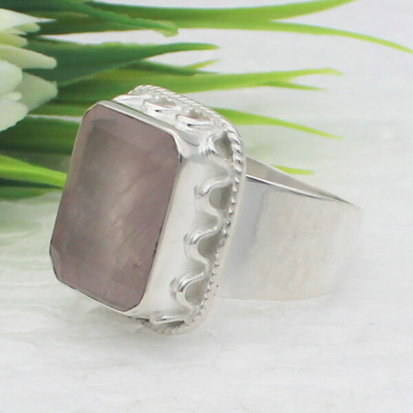 925 Sterling Silver Rose Quartz Ring Handmade Jewelry Gemstone Birthstone Ring