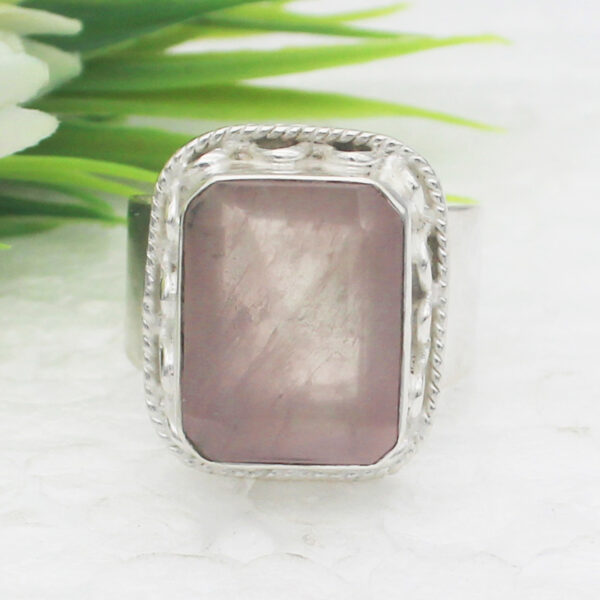 925 Sterling Silver Rose Quartz Ring Handmade Jewelry Gemstone Birthstone Ring