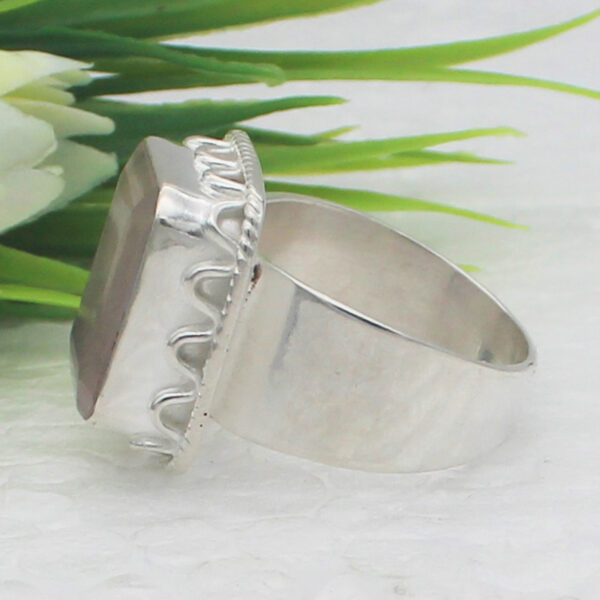 925 Sterling Silver Rose Quartz Ring Handmade Jewelry Gemstone Birthstone Ring