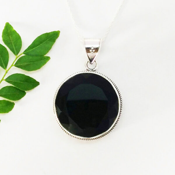 925 Sterling Silver Black Onyx Necklace Handmade Jewelry Gemstone Birthstone Pendant