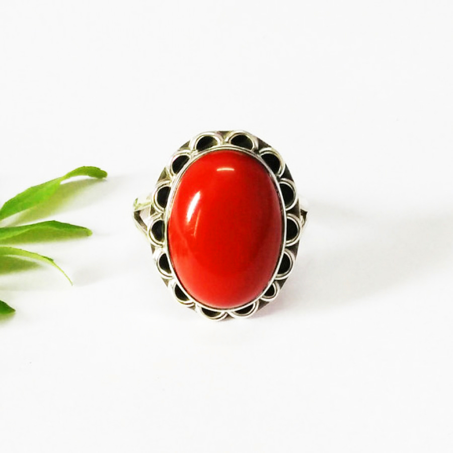 CoLife Jewelry 100% Natural Italian Red Coral Ring for Daily Wear 4*6mm  Precious Coral Silver Ring Birthday Gift for Girl | Wish