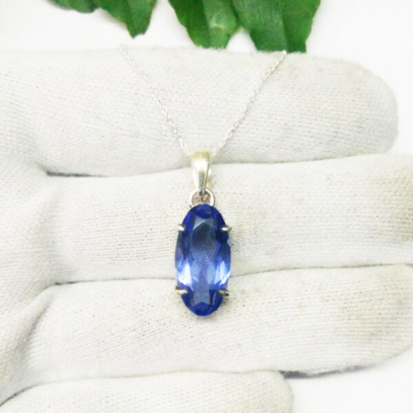 925 Sterling Silver Iolite Necklace Handmade Jewelry Gemstone Birthstone Pendant