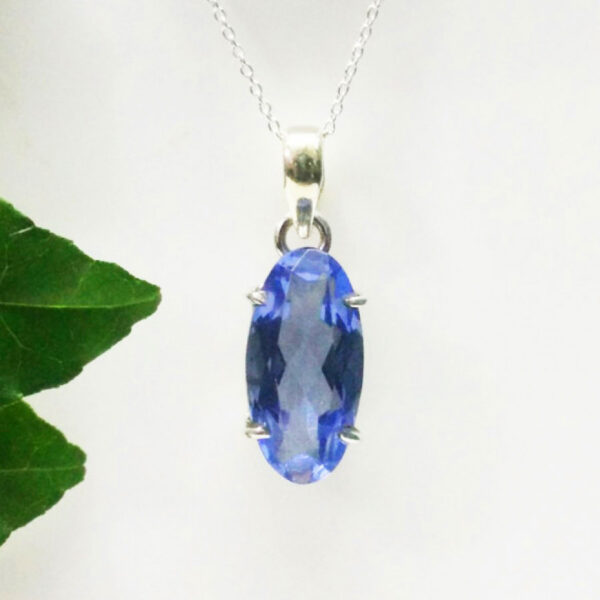 925 Sterling Silver Iolite Necklace Handmade Jewelry Gemstone Birthstone Pendant