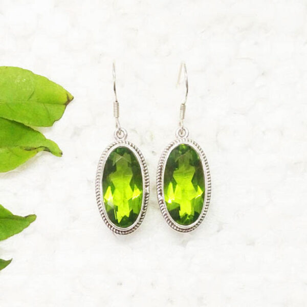 925 Sterling Silver Peridot Earrings Handmade Jewelry Gemstone Birthstone Earrings