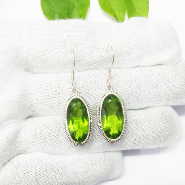 925 Sterling Silver Peridot Earrings Handmade Jewelry Gemstone Birthstone Earrings