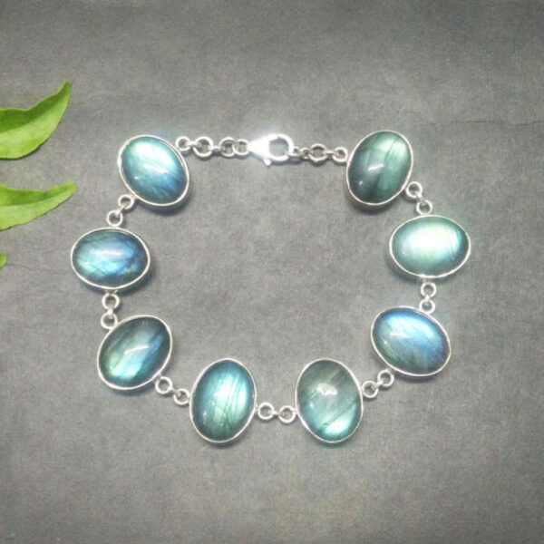 925 Sterling Silver Labradorite Bracelet Handmade Jewelry Gemstone Birthstone Bracelet front picture