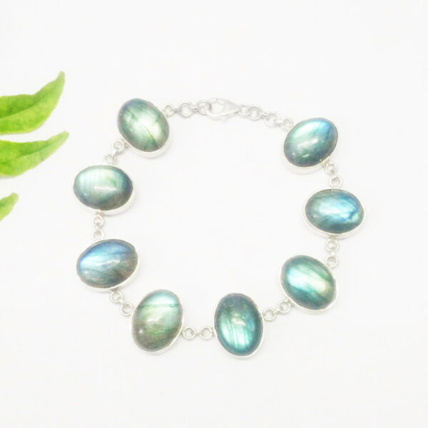 925 Sterling Silver Labradorite Bracelet Handmade Jewelry Gemstone Birthstone Bracelet