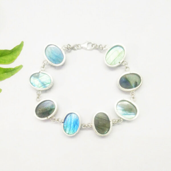 925 Sterling Silver Labradorite Bracelet Handmade Jewelry Gemstone Birthstone Bracelet back picture