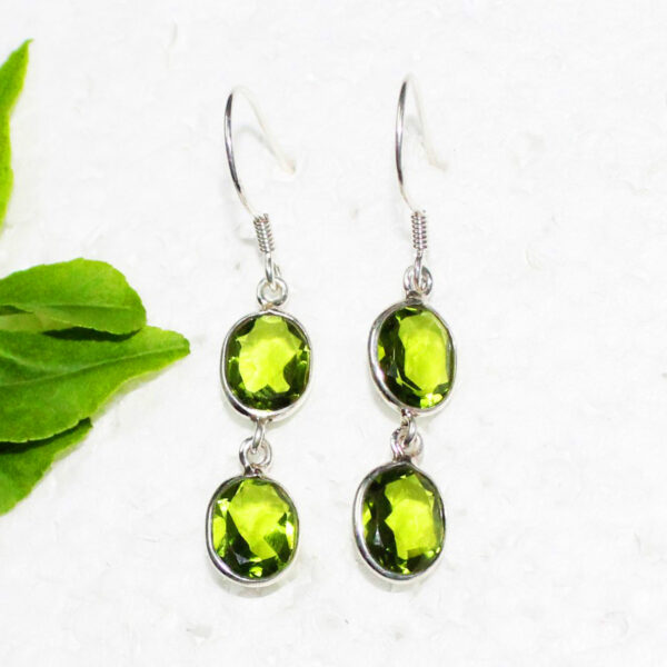 925 Sterling Silver Peridot Earrings Handmade Jewelry Gemstone Birthstone Earrings front picture