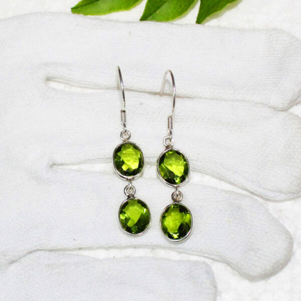 925 Sterling Silver Peridot Earrings Handmade Jewelry Gemstone Birthstone Earrings hand picture