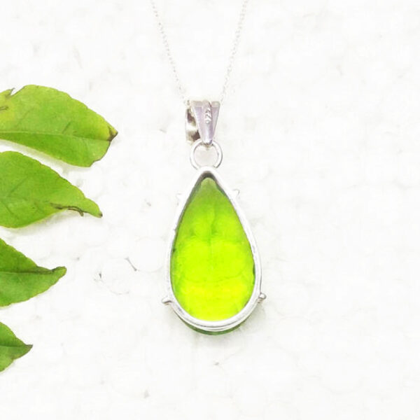 925 Sterling Silver Peridot Necklace Handmade Jewelry Gemstone Birthstone Pendant back picture