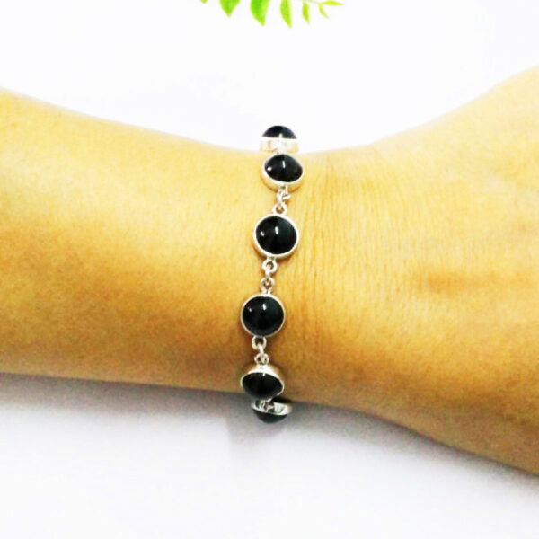 925 Sterling Silver Black Tourmaline Bracelet Handmade Jewelry Gemstone Birthstone Bracelet