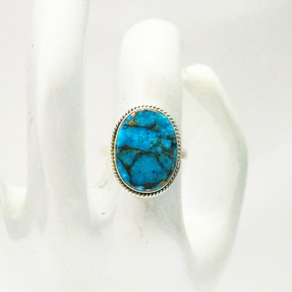 925 Sterling Silver Turquoise Ring Handmade Jewelry Gemstone Birthstone Ring hand picture