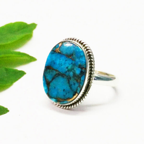 925 Sterling Silver Turquoise Ring Handmade Jewelry Gemstone Birthstone Ring side picture