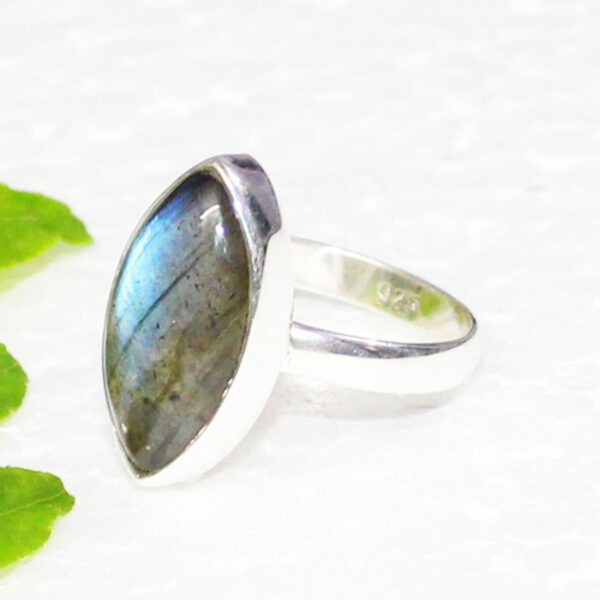 925 Sterling Silver Labradorite Ring Handmade Jewelry Gemstone Birthstone Ring side picture