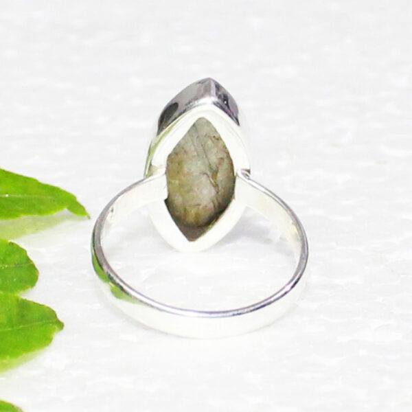 925 Sterling Silver Labradorite Ring Handmade Jewelry Gemstone Birthstone Ring back picture