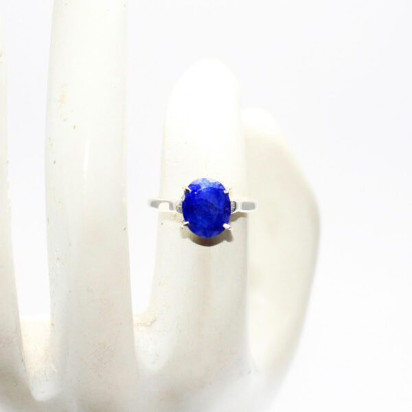 925 Sterling Silver Blue Sapphire Ring Handmade Jewelry Gemstone Birthstone Ring hand picture