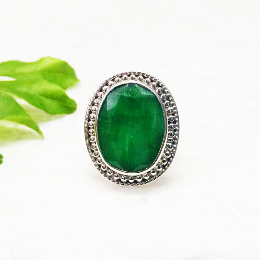 925 Sterling Silver Emerald Ring, Handmade Jewelry, Gemstone Birthstone Ring, Gift For Women