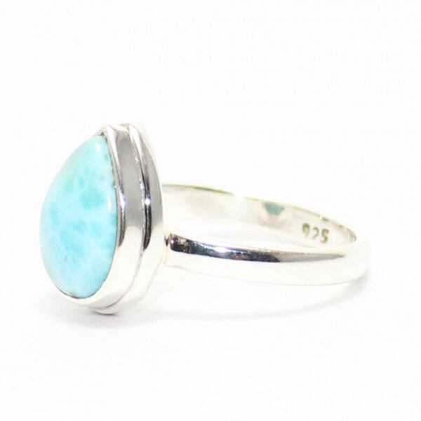 925 Sterling Silver Larimar Ring Handmade Jewelry Gemstone Birthstone Ring side picture