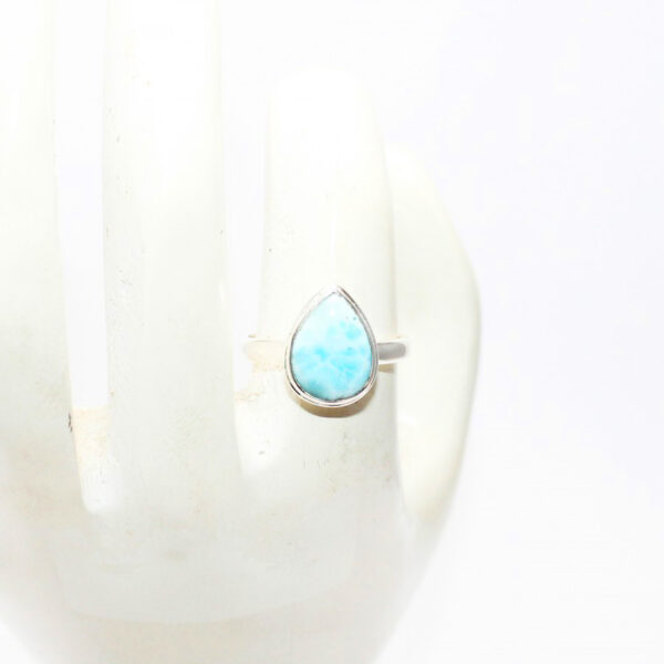 925 Sterling Silver Larimar Ring Handmade Jewelry Gemstone Birthstone Ring hand picture