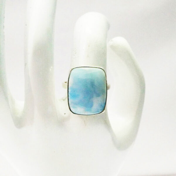 925 Sterling Silver Larimar Ring Handmade Jewelry Gemstone Birthstone Ring hand picture