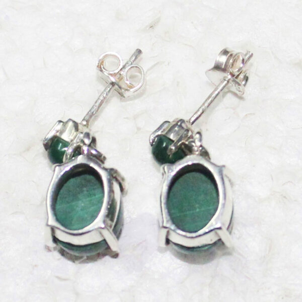 925 Sterling Silver Malachite Earrings Handmade Jewelry Gemstone Birthstone Earrings back picture