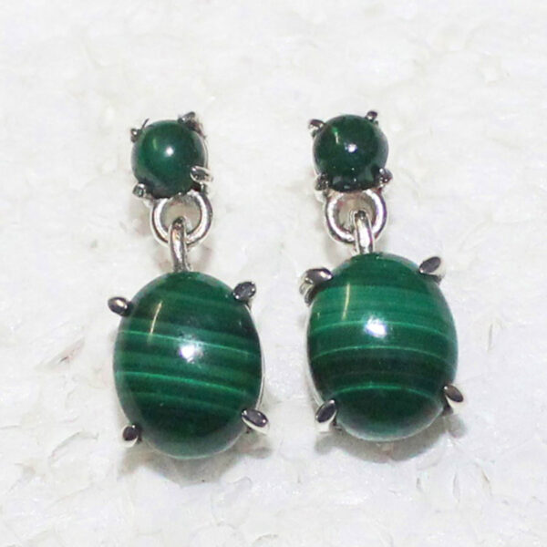 925 Sterling Silver Malachite Earrings Handmade Jewelry Gemstone Birthstone Earrings front picture