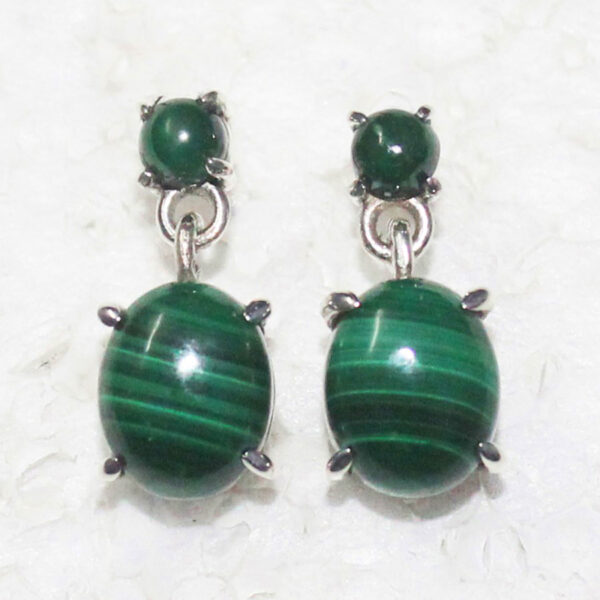 925 Sterling Silver Malachite Earrings Handmade Jewelry Gemstone Birthstone Earrings side picture