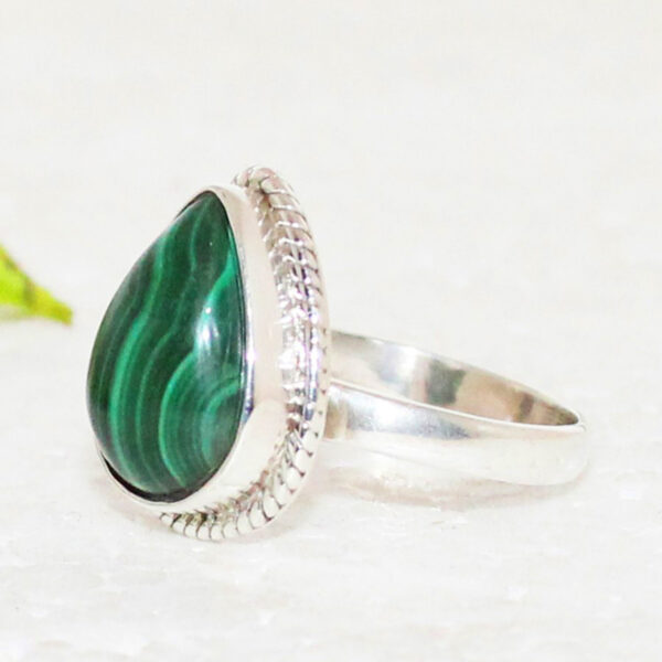 925 Sterling Silver Malachite Ring Handmade Jewelry Gemstone Birthstone Ring side picture