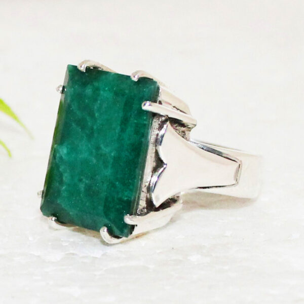 925 Sterling Silver Emerald Ring Handmade Jewelry Gemstone Birthstone Ring side picture