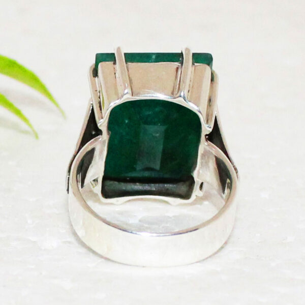 925 Sterling Silver Emerald Ring Handmade Jewelry Gemstone Birthstone Ring back picture