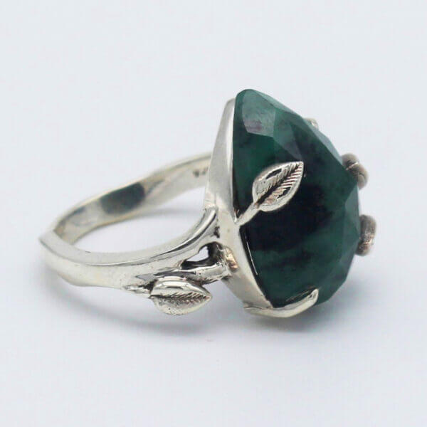 925 Sterling Silver Emerald Ring Handmade Jewelry Gemstone Birthstone Ring side picture