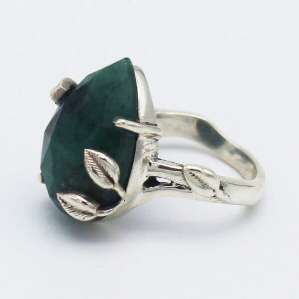 925 Sterling Silver Emerald Ring Handmade Jewelry Gemstone Birthstone Ring side picture