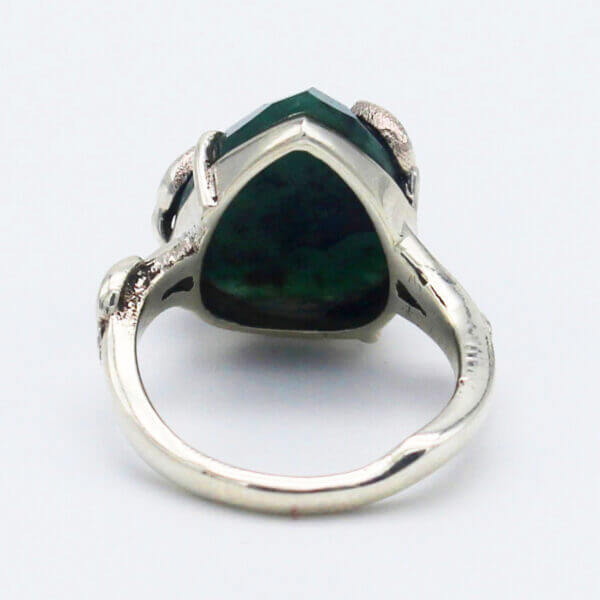 925 Sterling Silver Emerald Ring Handmade Jewelry Gemstone Birthstone Ring back picture