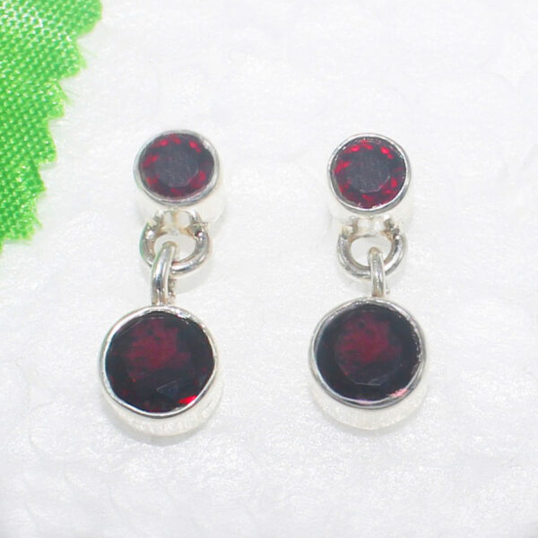 925 Sterling Silver Garnet Earrings Handmade Jewelry Gemstone Birthstone Earrings front picture