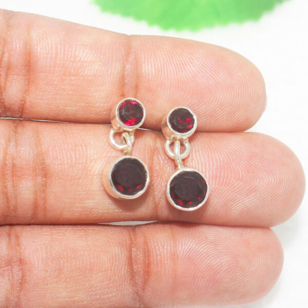 925 Sterling Silver Garnet Earrings Handmade Jewelry Gemstone Birthstone Earrings hand picture