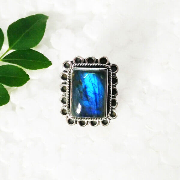 925 Sterling Silver Labradorite Ring Handmade Jewelry Gemstone Birthstone Ring front picture