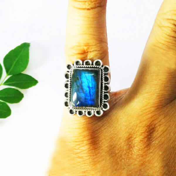 925 Sterling Silver Labradorite Ring Handmade Jewelry Gemstone Birthstone Ring hand picture