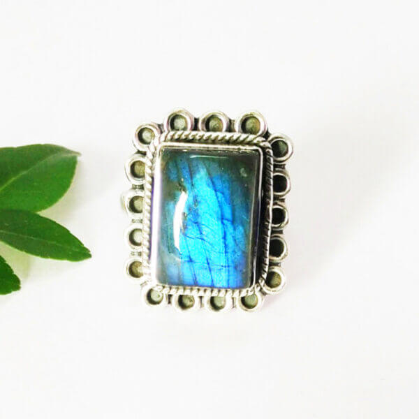 925 Sterling Silver Labradorite Ring Handmade Jewelry Gemstone Birthstone Ring front picture