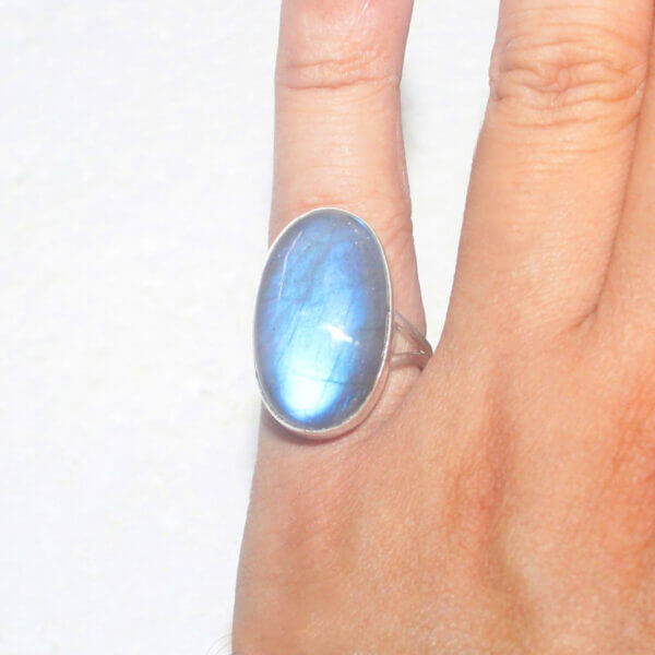 925 Sterling Silver Labradorite Ring Handmade Jewelry Gemstone Birthstone Ring hand picture