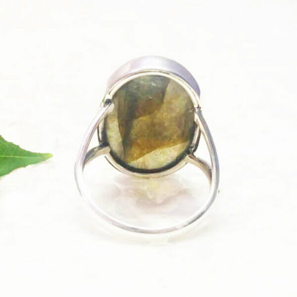 925 Sterling Silver Labradorite Ring Handmade Jewelry Gemstone Birthstone Ring back picture