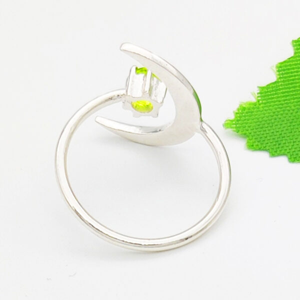 925 Sterling Silver Peridot Ring Handmade Jewelry Gemstone Birthstone Ring back picture