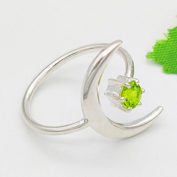 925 Sterling Silver Peridot Ring Handmade Jewelry Gemstone Birthstone Ring side picture