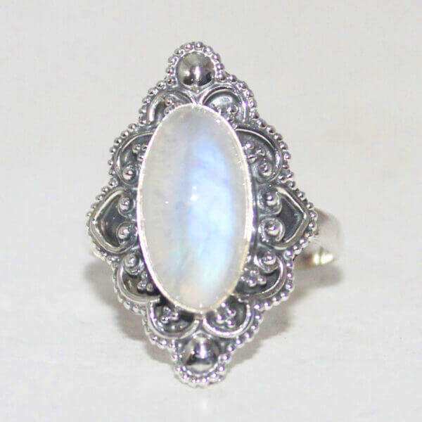 925 Sterling Silver Rainbow Moonstone Ring Handmade Jewelry Gemstone Birthstone Ring front picture