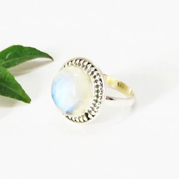 925 Sterling Silver Rainbow Moonstone Ring Handmade Jewelry Gemstone Birthstone Ring side picture