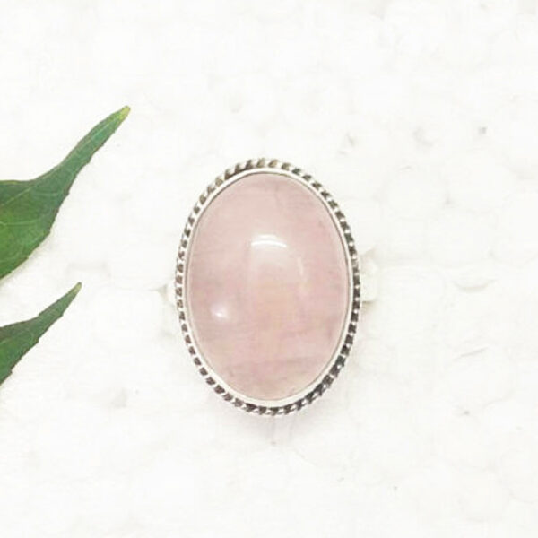 925 Sterling Silver Rose Quartz Ring Handmade Jewelry Gemstone Birthstone Ring front picture