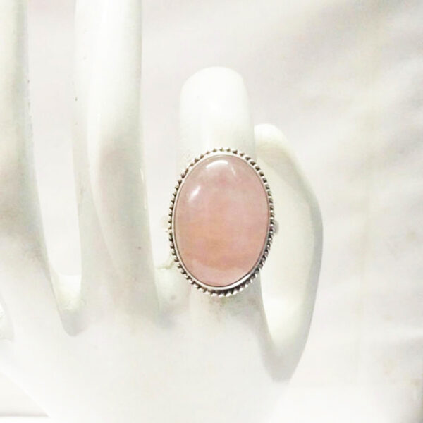 925 Sterling Silver Rose Quartz Ring Handmade Jewelry Gemstone Birthstone Ring hand picture