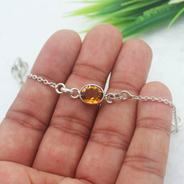 925 Sterling Silver Golden Topaz Bracelet Handmade Jewelry Gemstone Birthstone Bracelet hand picture