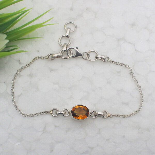 925 Sterling Silver Golden Topaz Bracelet Handmade Jewelry Gemstone Birthstone Bracelet front picture