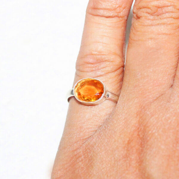 925 Sterling Silver Golden Topaz Ring Handmade Jewelry Gemstone Birthstone Ring hand picture